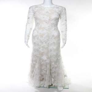 Monique Lhuillier Candice Platinum Collection White Silk Lace Dress Sz 4 $12650 Black Friday Deals